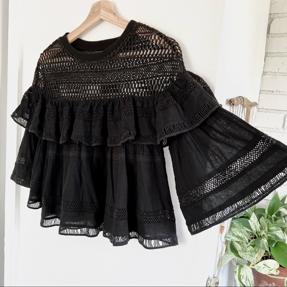 Babydoll Eyelet Detail Top